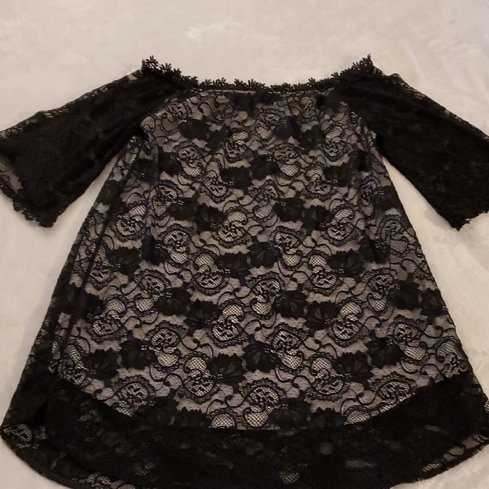 Miholl Black Lace Off Shoulder Dress Size XXL
